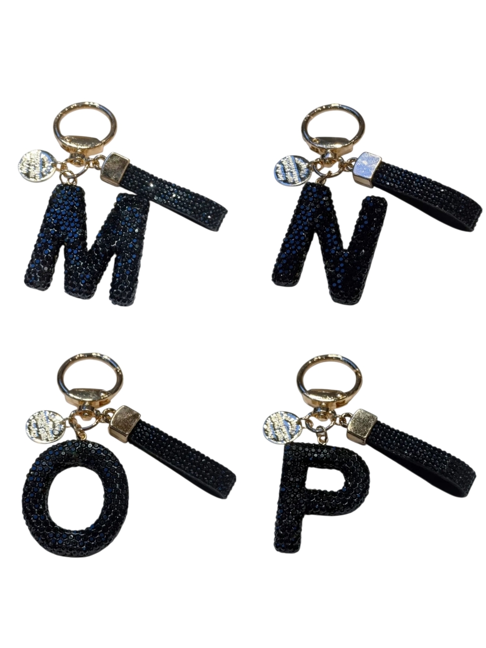 Crystal-Encrusted Black Letter Purse Charm Keychain NWT! (Choose Your Letter) - Picture 6 of 9